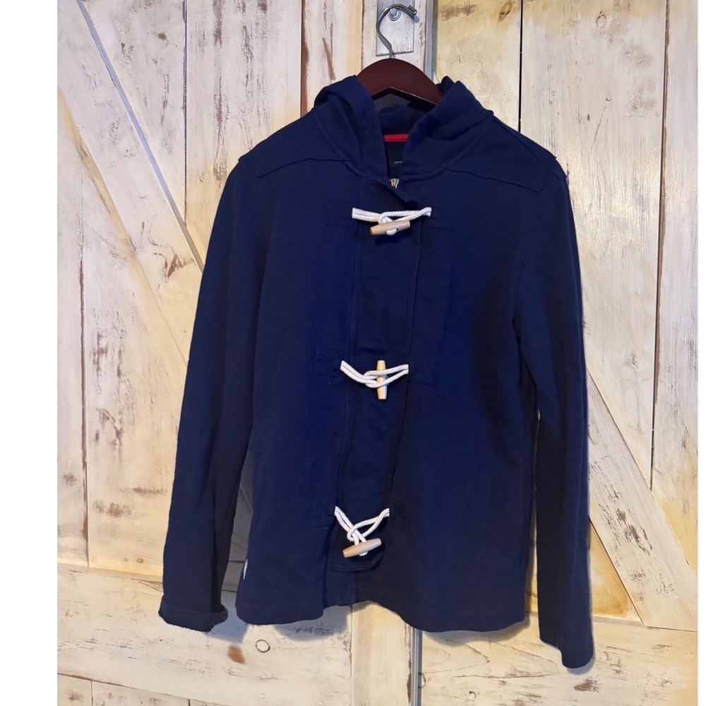 Tommy Hilfiger Vintage Navy‎ Toggle Jacket Hoodie Sweater 85 NY Size Large